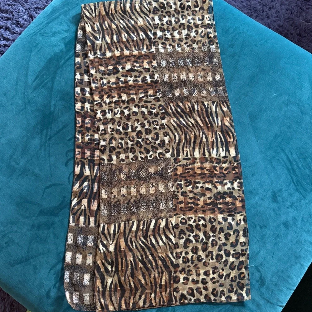 Animal Print Scarf Bundle 2 Pc Patchwork & Leopard‎ Polyester
